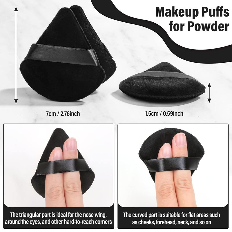 Thrilez 20pcs Triangle Powder Puff, Loose Powder Puffs Makeup Puff for Face Powder, Setting Powder Puff for Make Up, Face Puff Pads for Press Powder, Sponge Powder Applicator for Face and Eye (Black) - Image 4